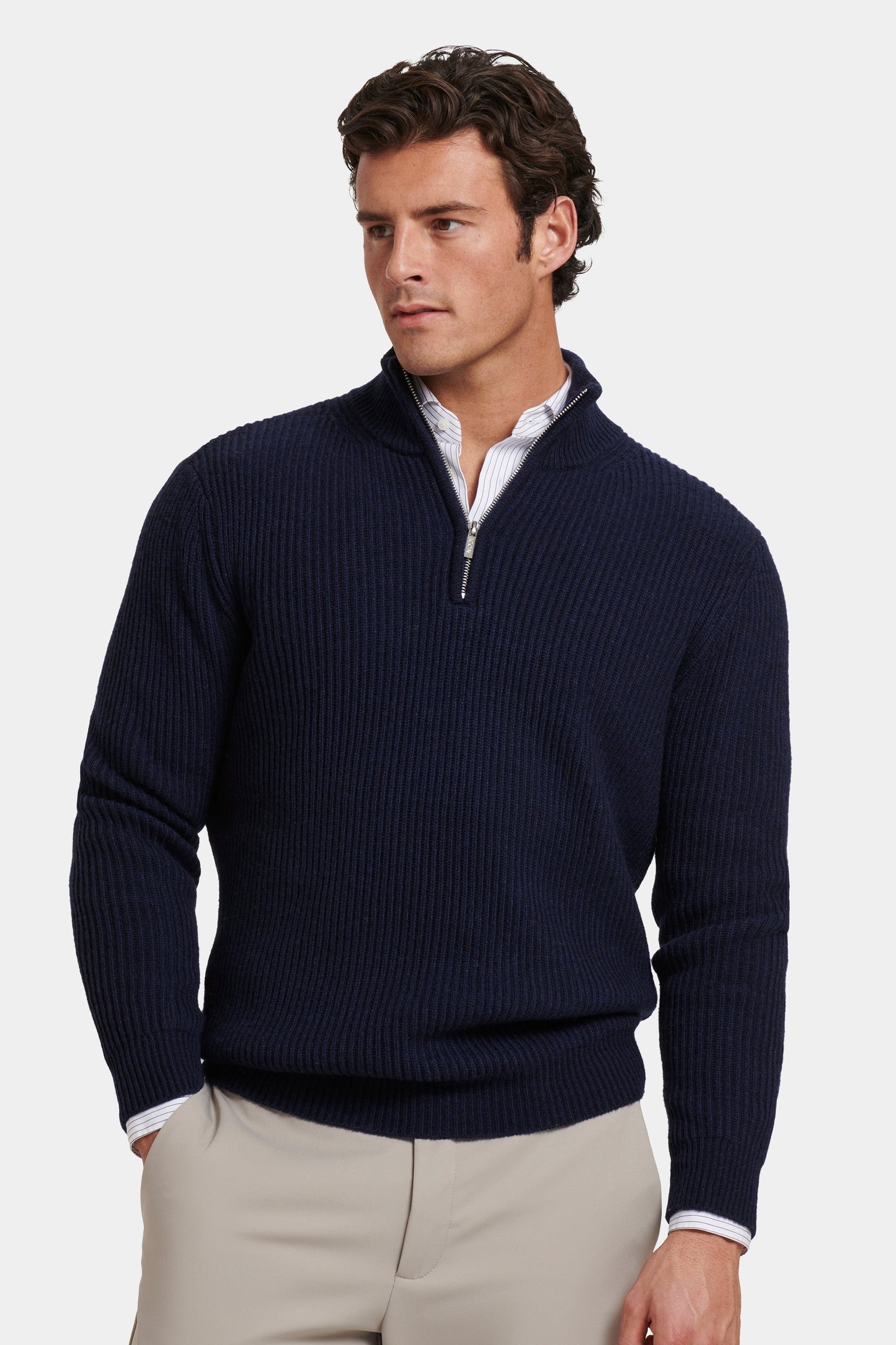 THE VICO QUARTER ZIP. HEAVY KNIT, SHARP FIT